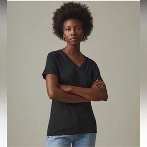 American Giant Women's Premium 100% Supima Cotton V-Neck Tee Size L Black